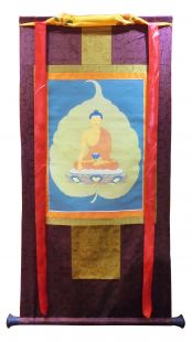 Assorted Sakyamuni Buddha thanka with brocade