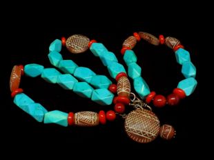 Turquoise/Coral Necklace set