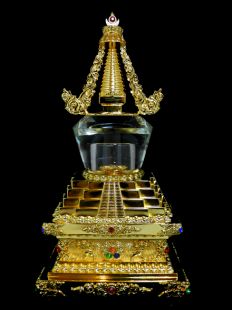 Stupa, Gold Plated with Crystal Dome (29cm)