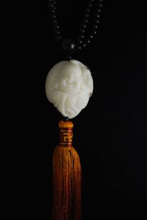 Carved Ivory Nut with 108 bead mala