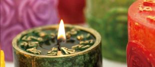 Safe aromatic candle Green Tara Mantra prayer ~ Eucalyptus fragrance