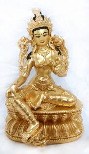 Green Tara , Full gilt gold statue
