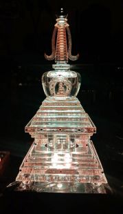 Crystal Stupa tibet design 86cm with LED stand