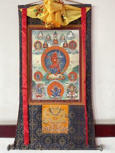 Assorted vajravarahi thanka with brocade
