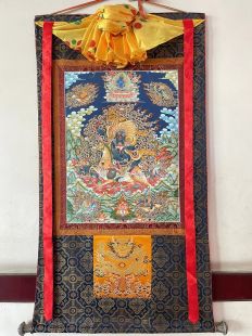 Assorted 〝Palden Lhamo〝 thanka with brocade