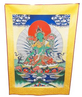 Green Embroidery Thanka with frame