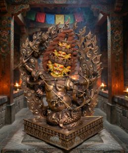 Lahula Dharma Protector (Aged Red Copper, Open Face