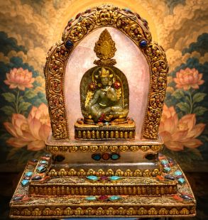 Exquisitely Carved Green Tara Statue in Natural Crystal