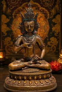 Finely Carved Red Copper Vajrasattva Statue