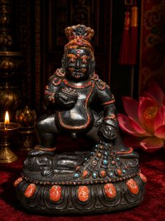 Precision Carved and Colored Basalt Black Zambala